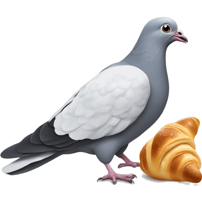 ugly pigeon eating a croissant emoji