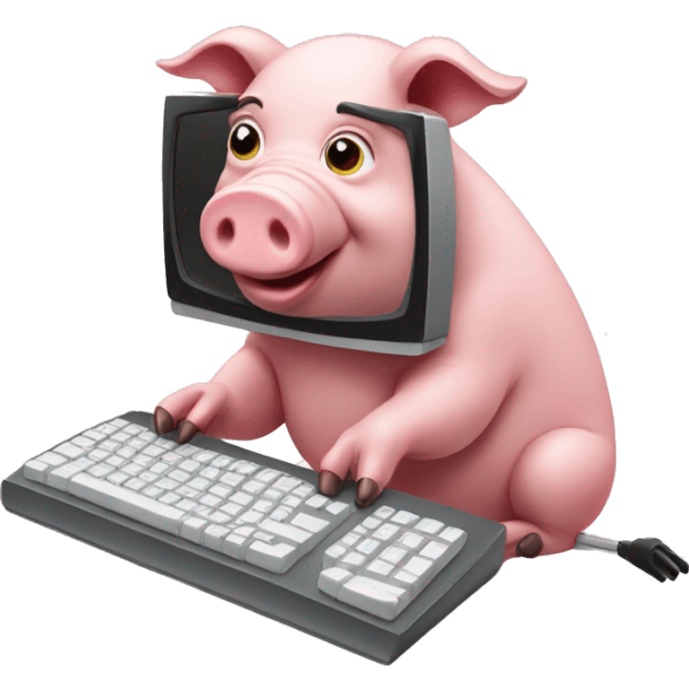 Pig playing computer emoji