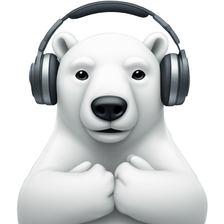 Meditating polar bear with headphones and iPhone emoji