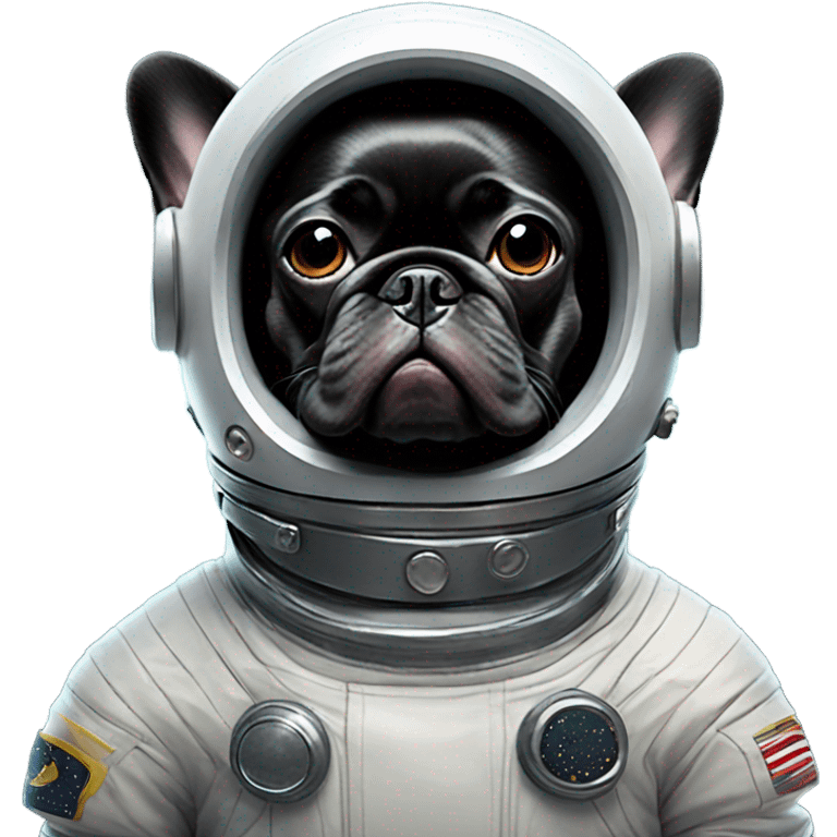 Black French bulldog astronaut emoji