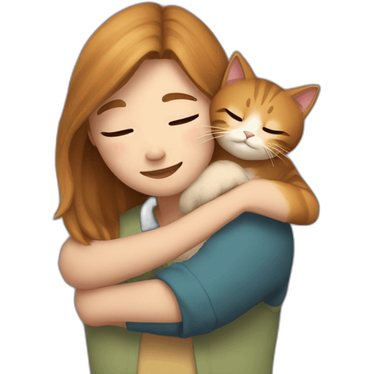 The cat hugs the girl emoji