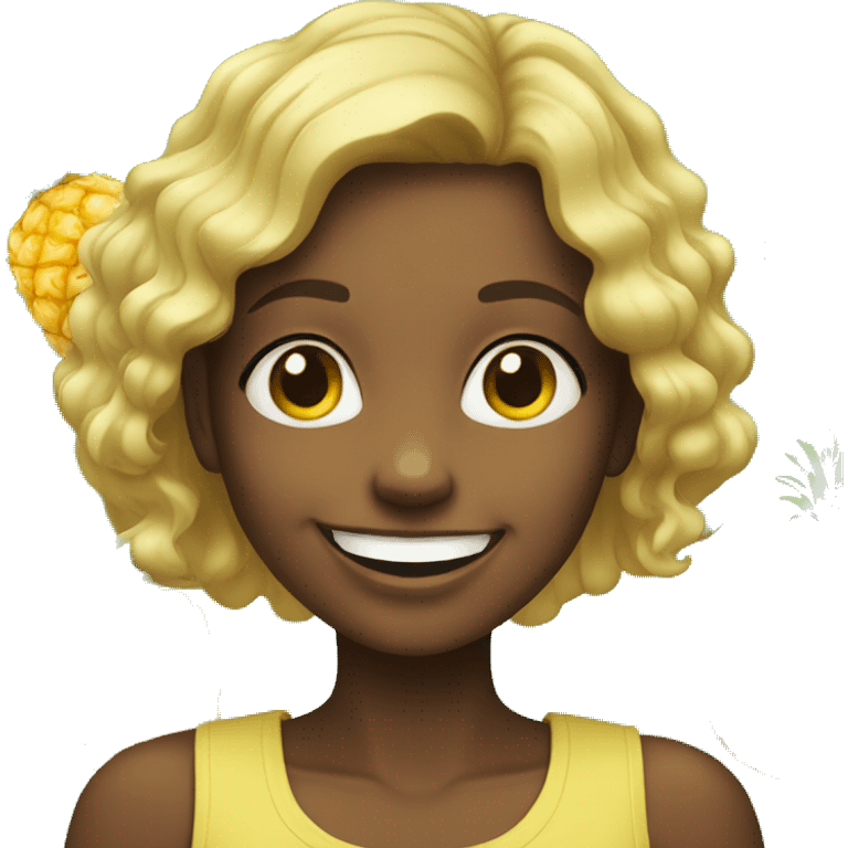 Smiling girl with pineapples emoji