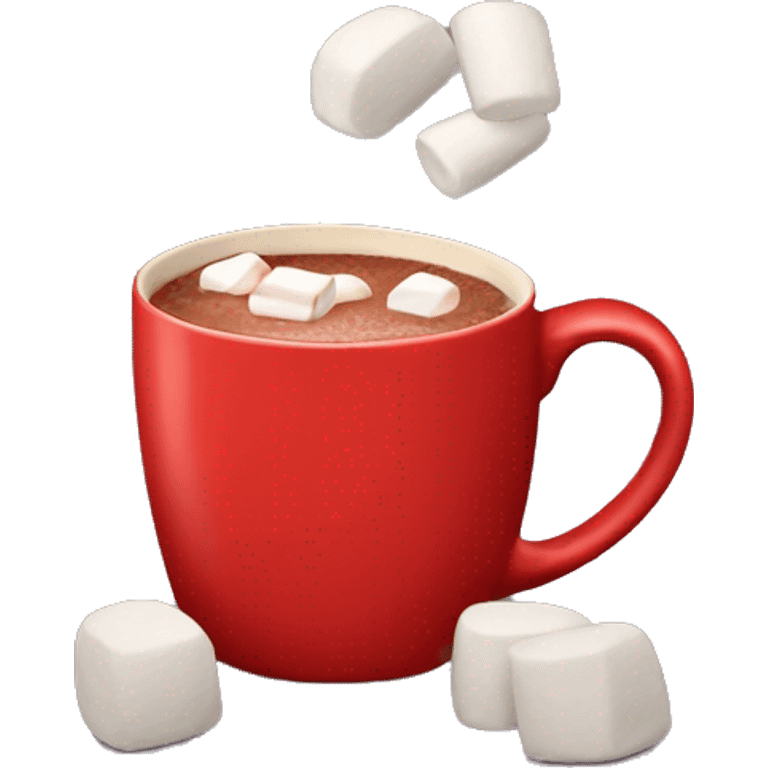 red mug with hot cocoa and marshmallows in it emoji