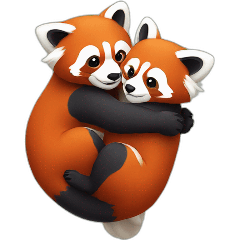 Two hugging red pandas emoji