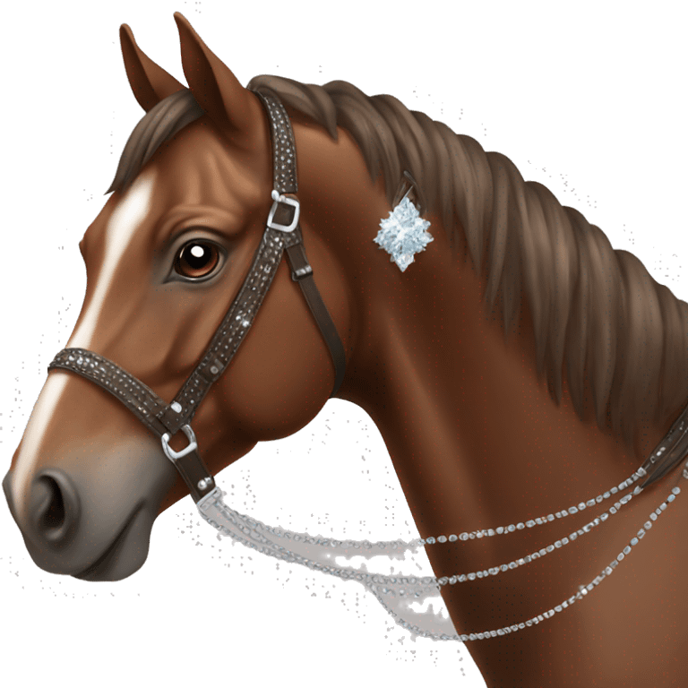 Elegant brown horse with diamond details  emoji