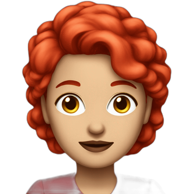 woman politician with ruby hair and red blouse emoji