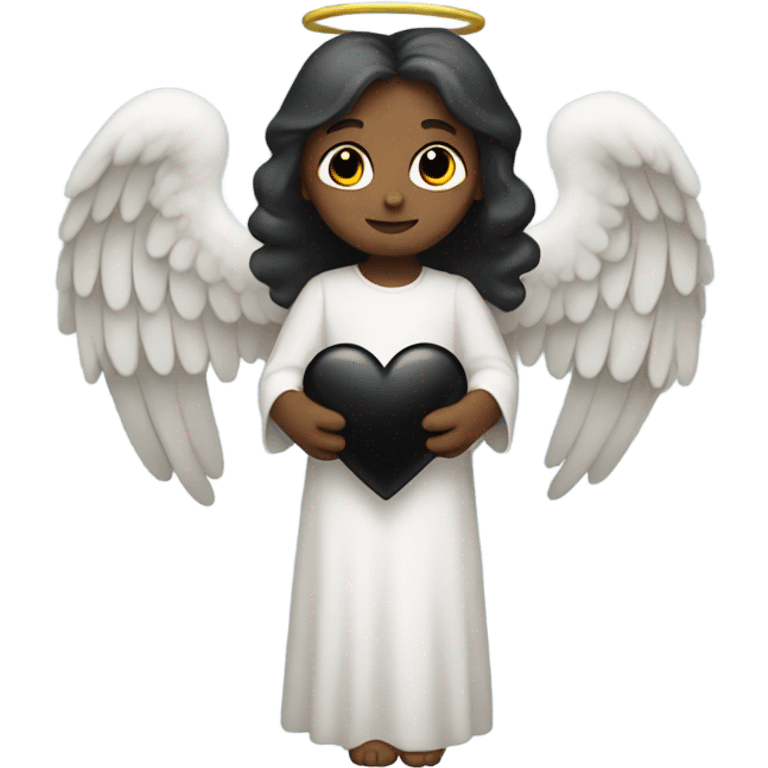 Angel holding a black heart emoji