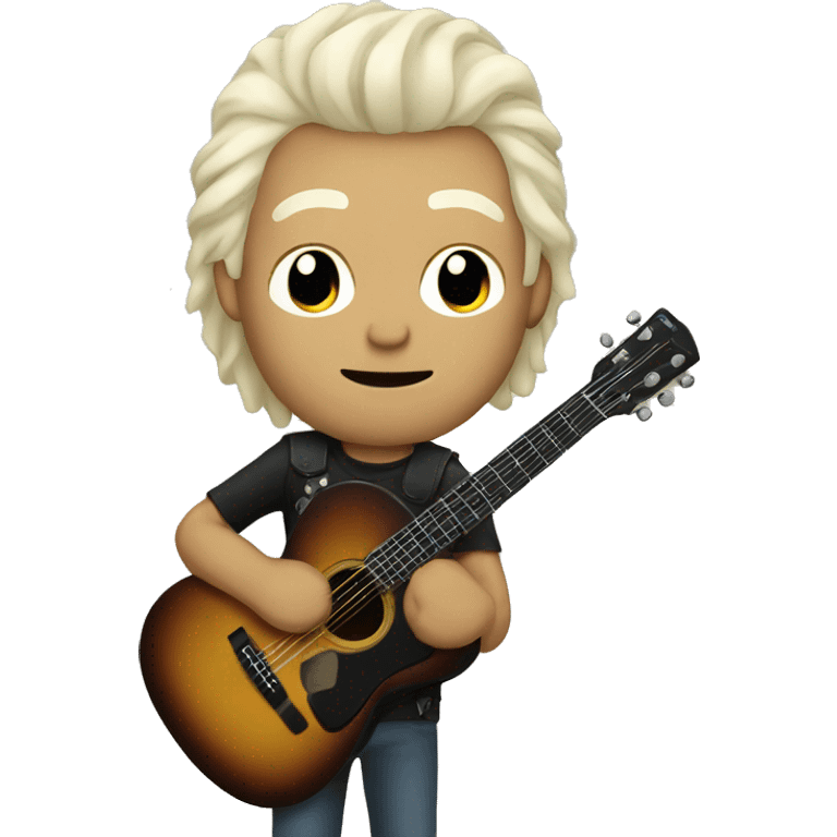 a man with a bleached hair holding guitar emoji