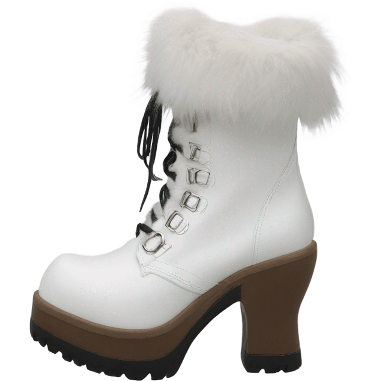 Platform Demonia High boots white fur emoji