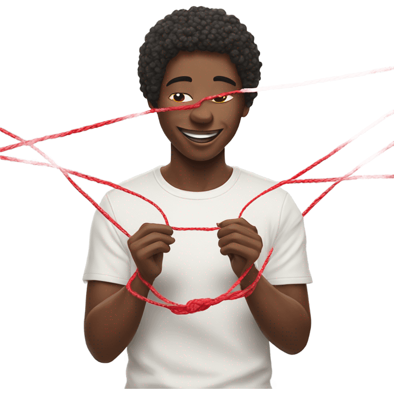 Person eating a red string on cotton balls emoji