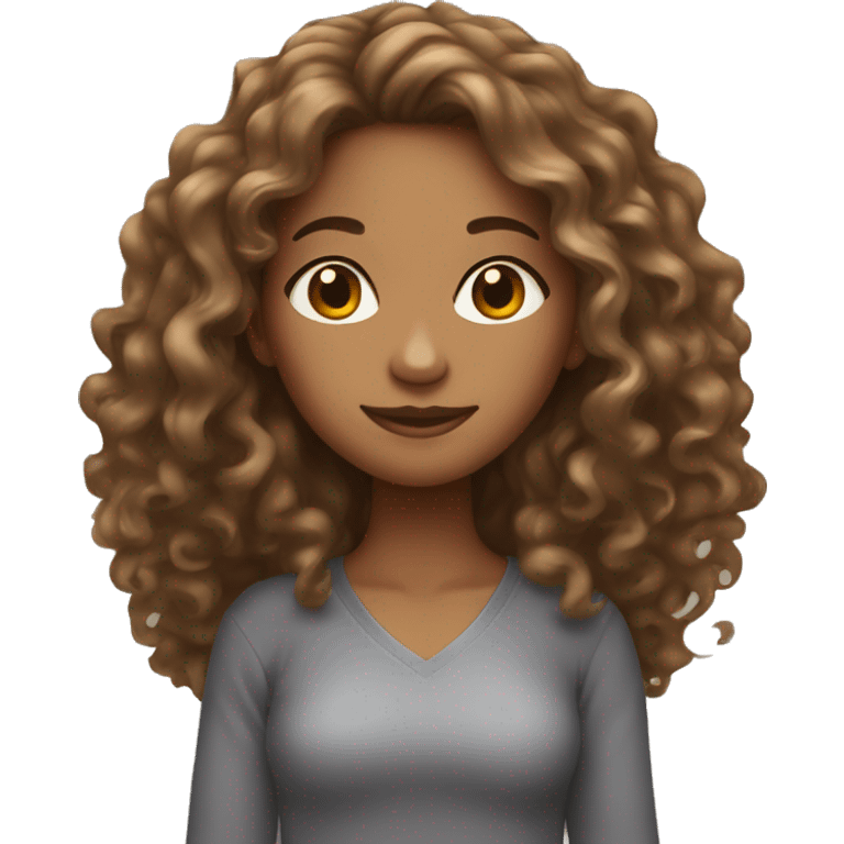 Tan girl with long curly brown hair  emoji