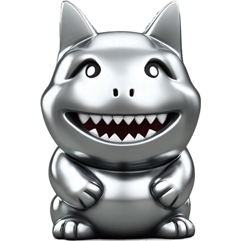 Full chrome plated solid color uncluttered maneki shark 3d emoji