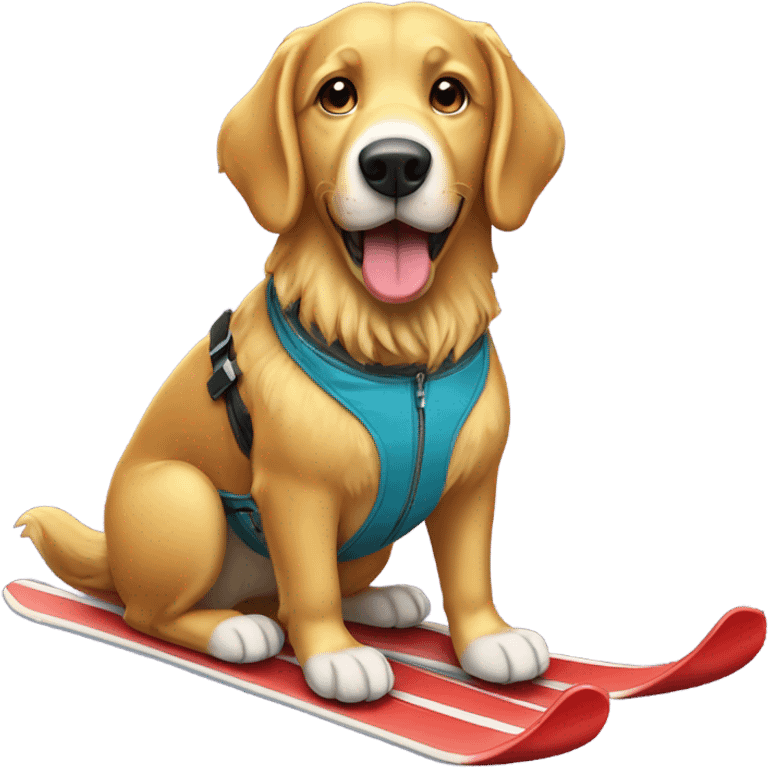 Golden Retreiver skiing emoji