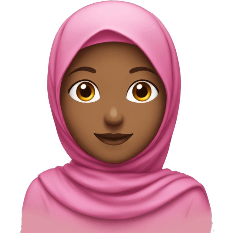 Girl with pink hijab and she is smiling  emoji