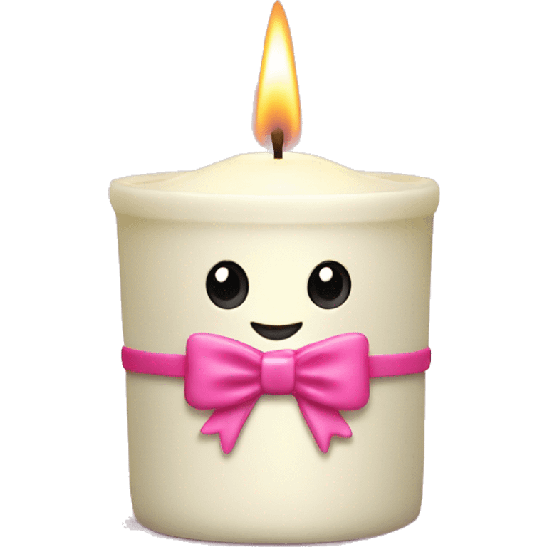 Cream candle with pink bow candle holder emoji