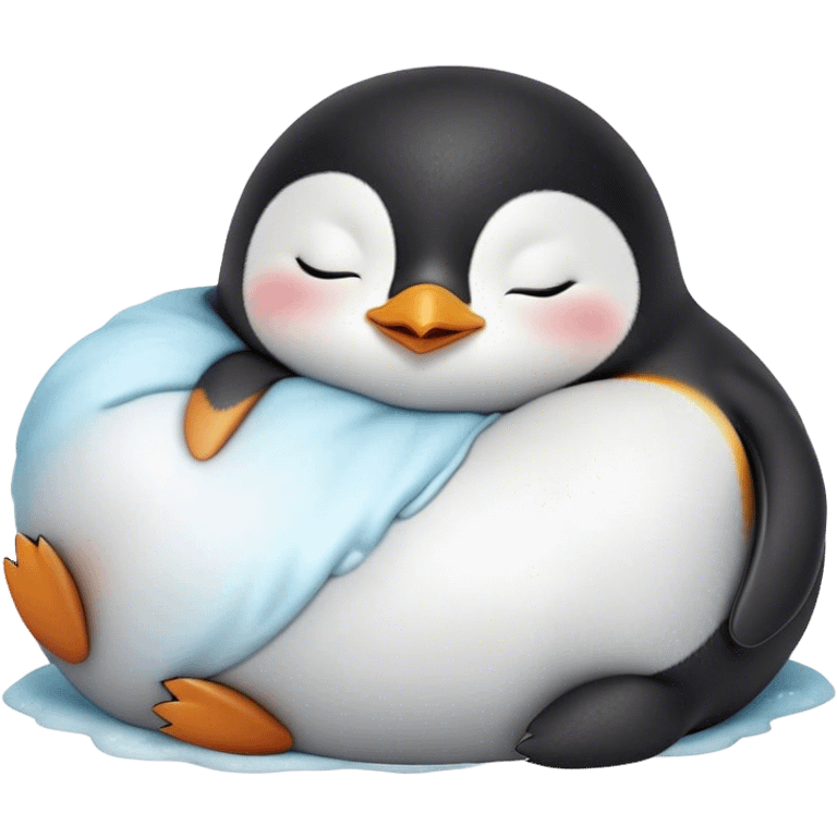 Meme-Worthy cute Sleeping Baby Penguin Portrait Emoji, Head resting peacefully with a contented smile, showcasing luxuriously soft down and a serene, slumbering gaze, Simplified yet hilariously adorable features, highly detailed, glowing with a soft, drowsy polar light, high shine, relaxed and utterly lovable, stylized with an air of playful laziness, bright and heartwarming, soft glowing outline, capturing the essence of a sleeping baby penguin that feels destined to become the next viral icon of adorable rest! emoji