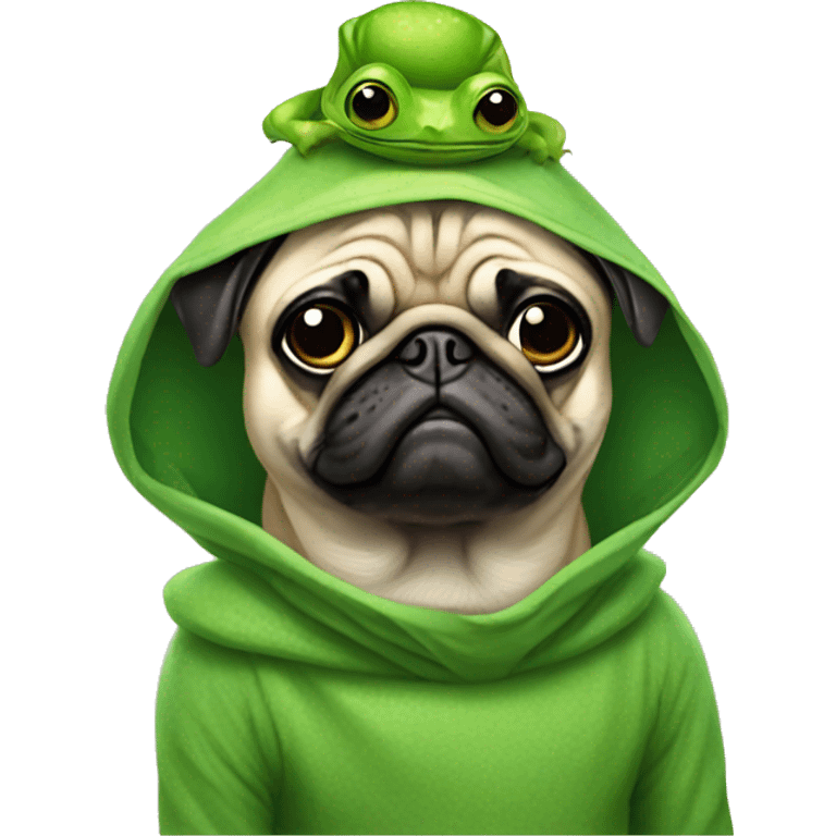 Pug dressed like a frog emoji