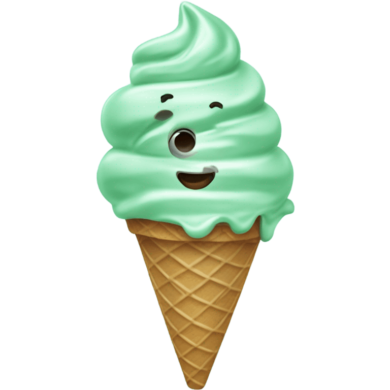 Mint chocolate chip ice cream in a cone  emoji