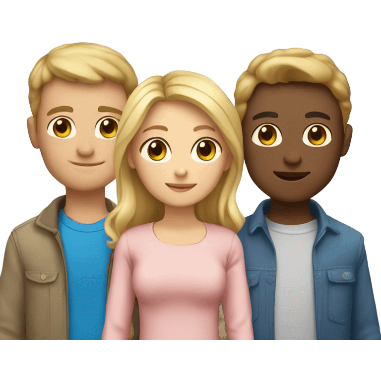 create an Family, A mother with Brown hair an Brown eyes , a father with blonde hair und Blue eyes, two Boys with blonde hair an Brown eyes  emoji