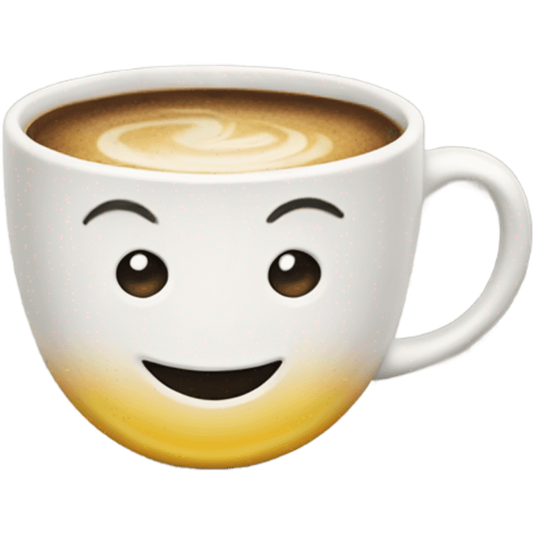 A happy face with a coffee next to it emoji