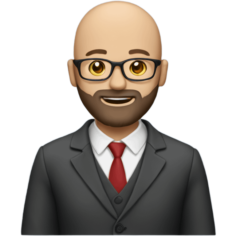 make a man with a beard, bald head, looking like an english teacher without glasses with a laptop emoji