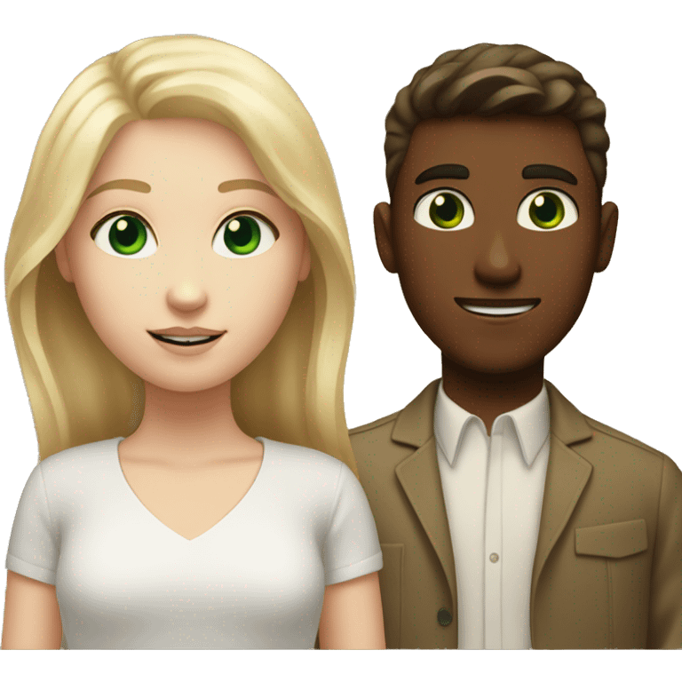 White boy with blonde hair and green eyes next to white girl with brown hair and brown eyes emoji