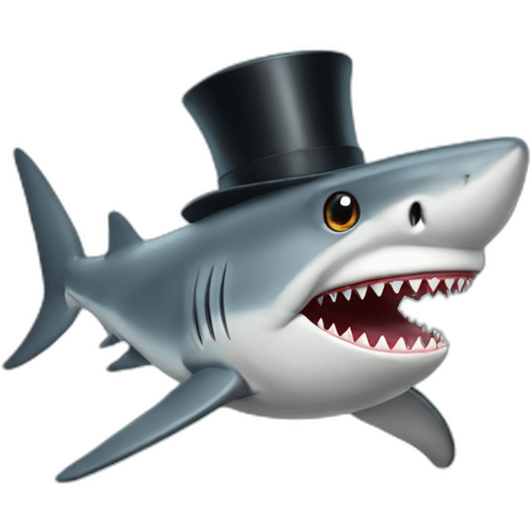 Shark with a top hat emoji