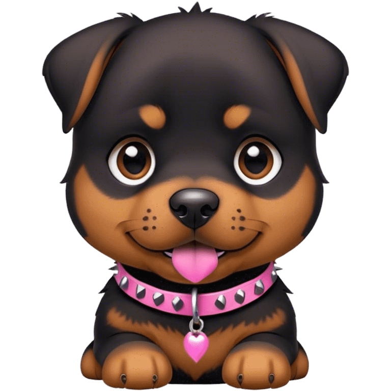 Rottweiler puppy with pink spiked collar emoji