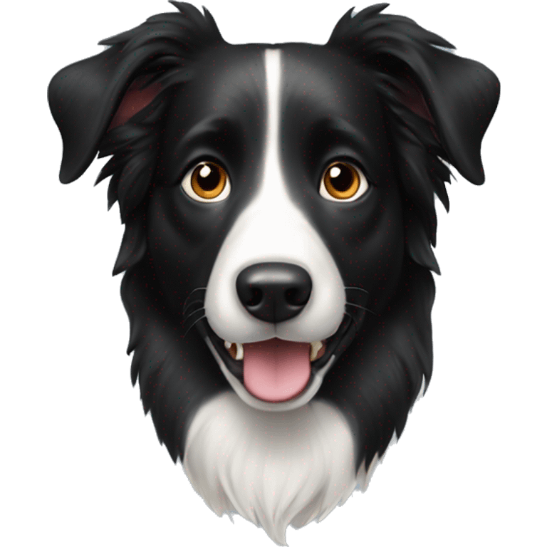 Almost all black border collie emoji