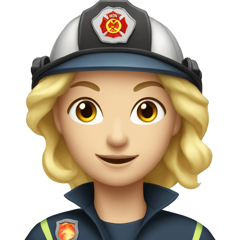 Blonde female firefighter with blue eyes emoji