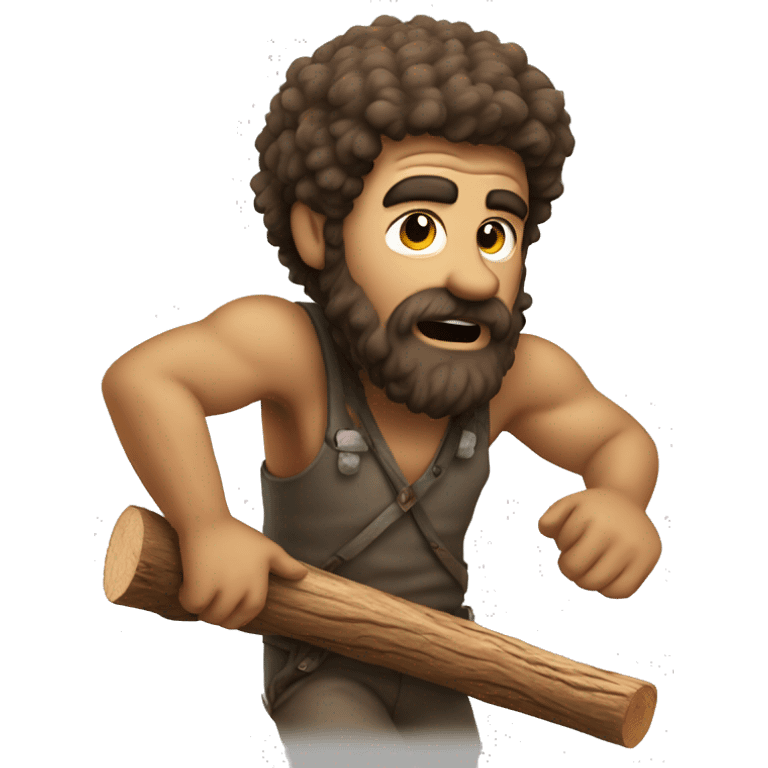 hairy man chucking wood emoji