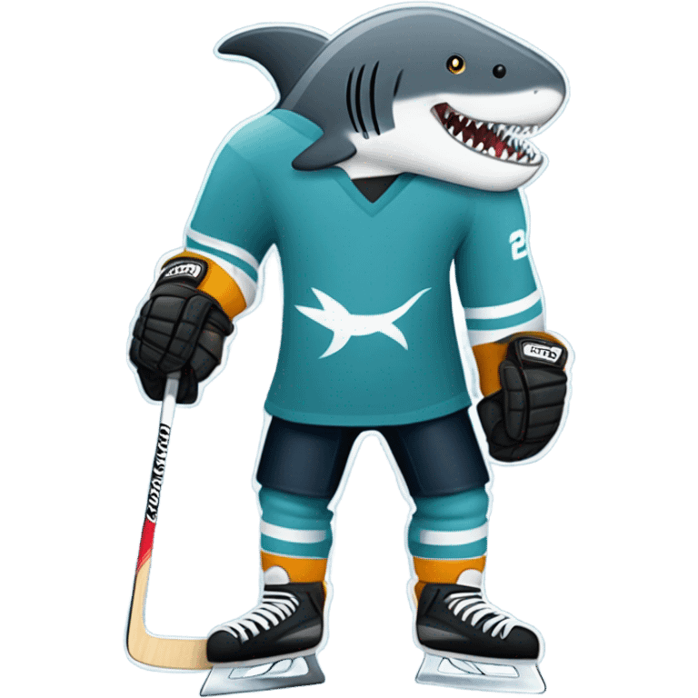 Hockey player and shark emoji