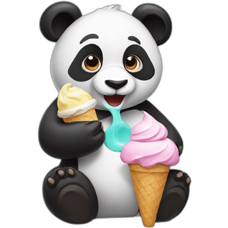 Panda eating ice cream emoji