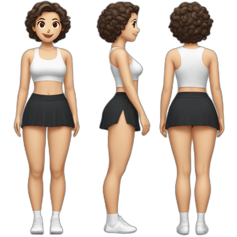 full-body-caucasian-curvy-beauty-doing-asana-short-black-skirt-back-and-front-views-strong-wind-knickers-long-white-socks emoji