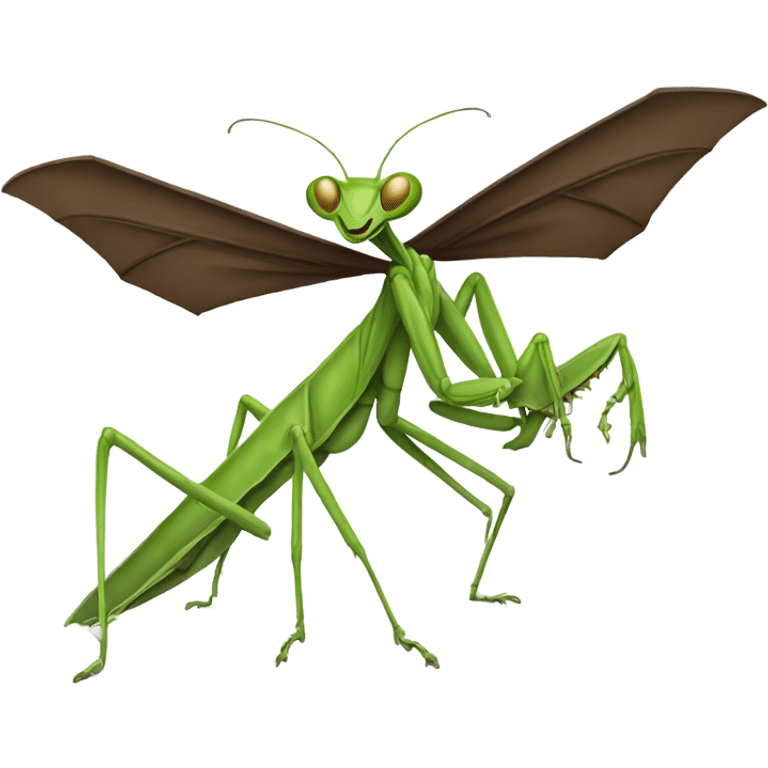 praying mantis riding on a flying bat emoji