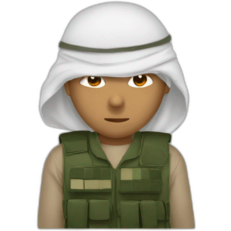 man masked using the red and white the Saudi Arabic shemagh and wearing military clothing emoji