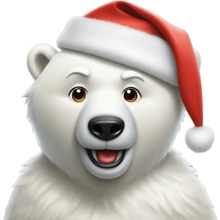 Polar bear wearing Santa hat with coke cola  emoji