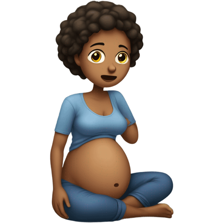 Uncomfortable pregnant woman emoji