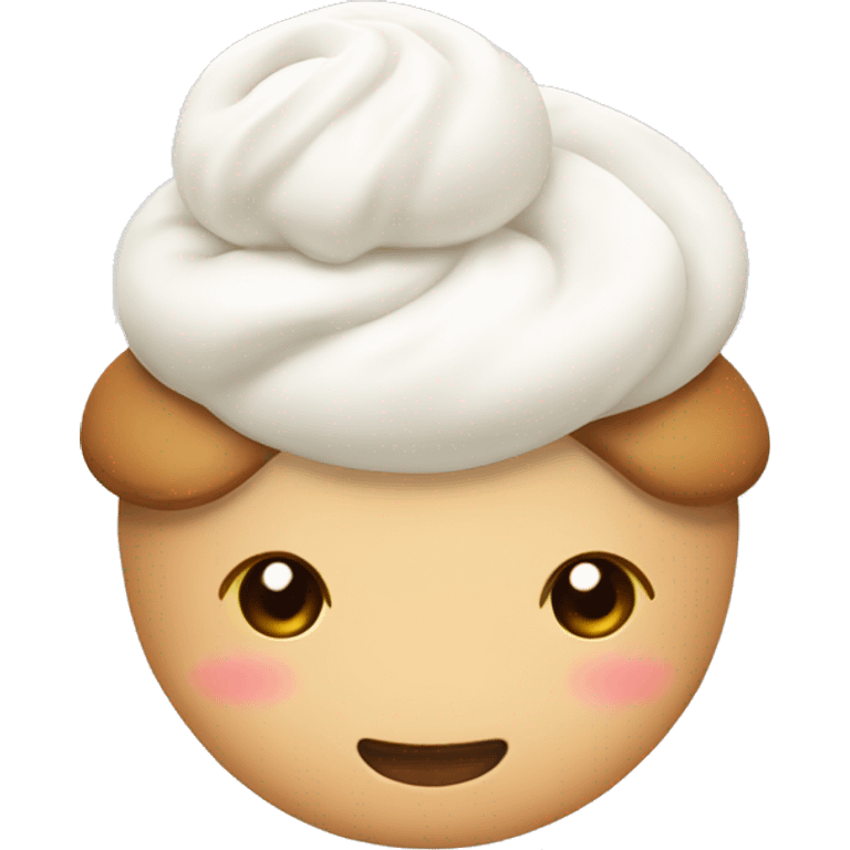 one bun with white cream on top emoji