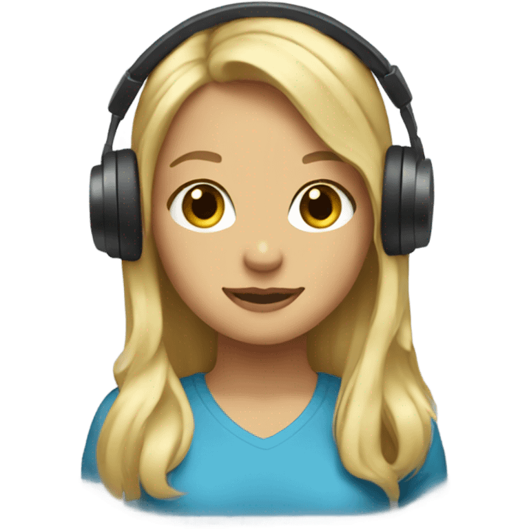 A blonde-haired girl with headphones on her head emoji