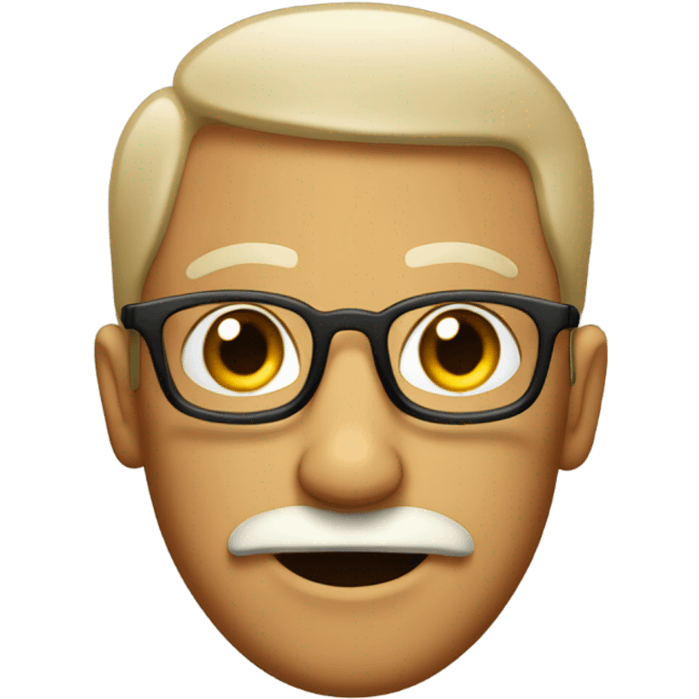 Bug eyed slightly tan guy with short hair and a moustache. No sunnies emoji