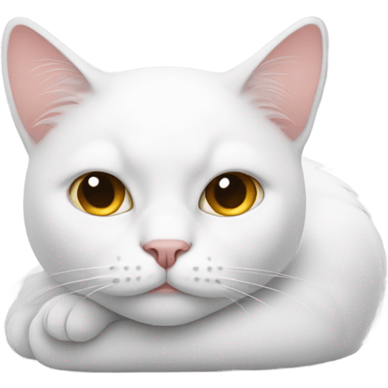 White cat lazy emoji