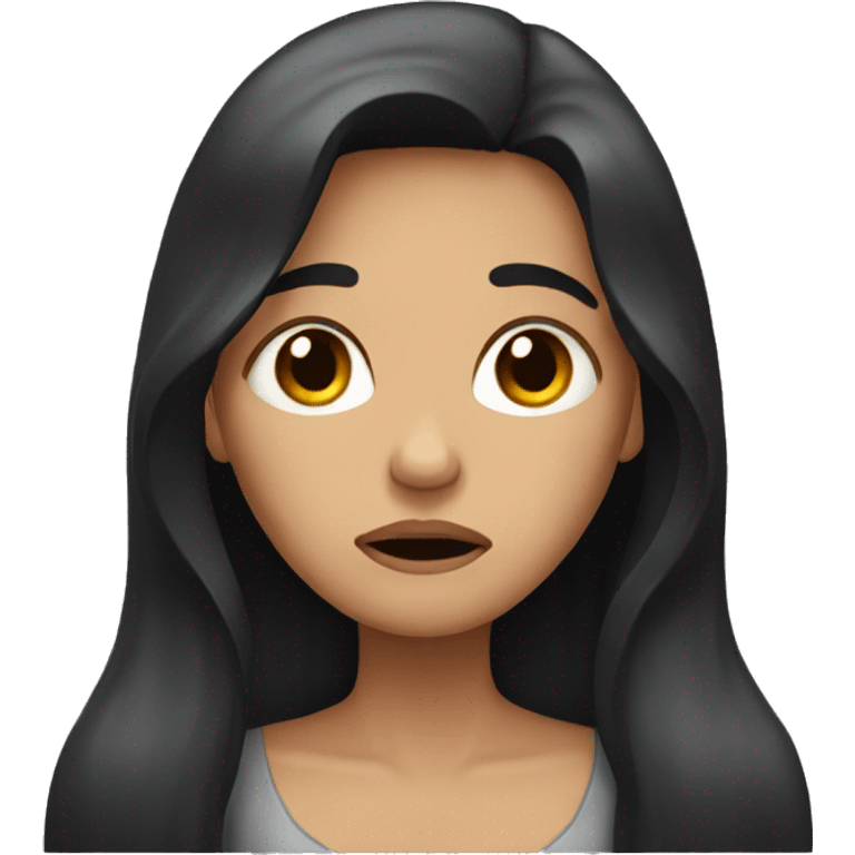 crying women with dark long hair emoji