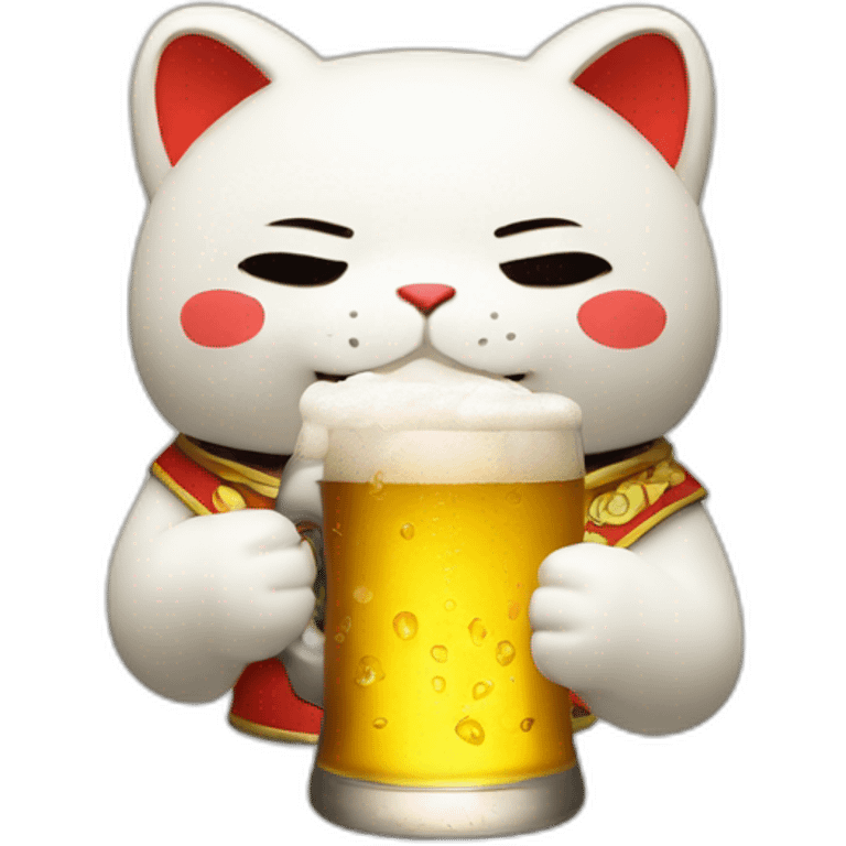 Maneki Neto drink a beer emoji