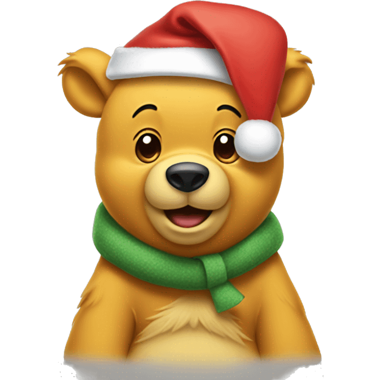 pooh bear in a santa hat emoji