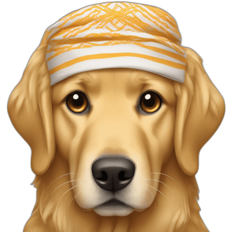 golden retriever wearing a Shemagh emoji