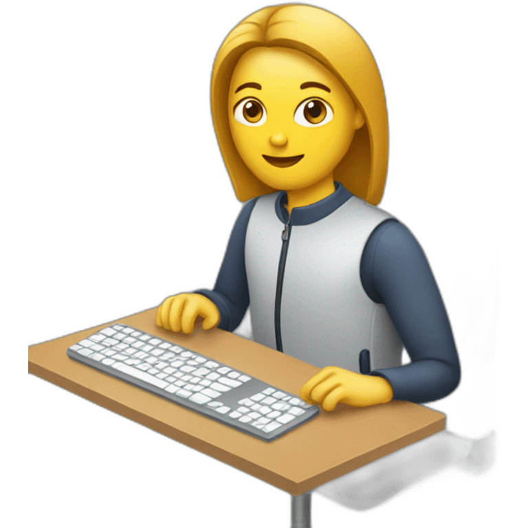 A marketer works at a computer emoji