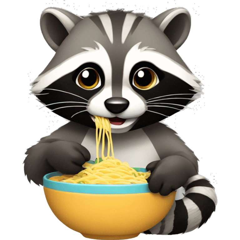 Raccon eating noodles emoji