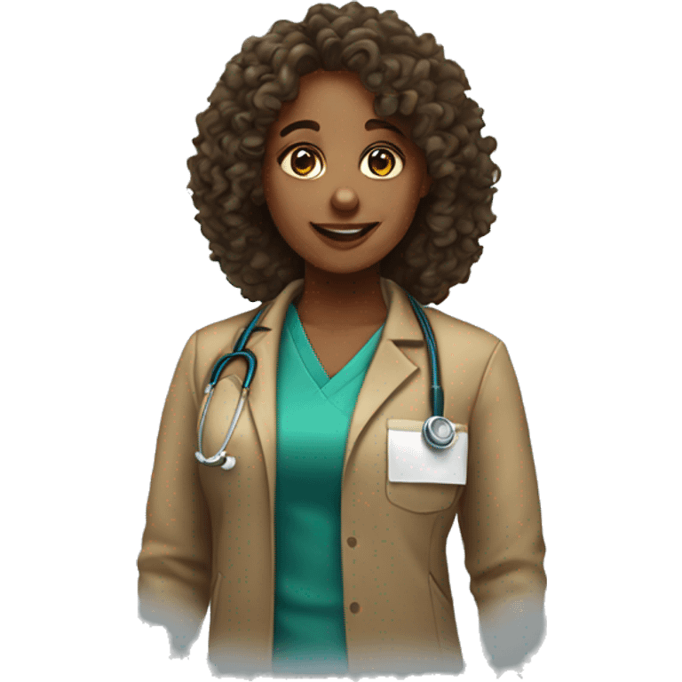 Female med student with curly hair  emoji