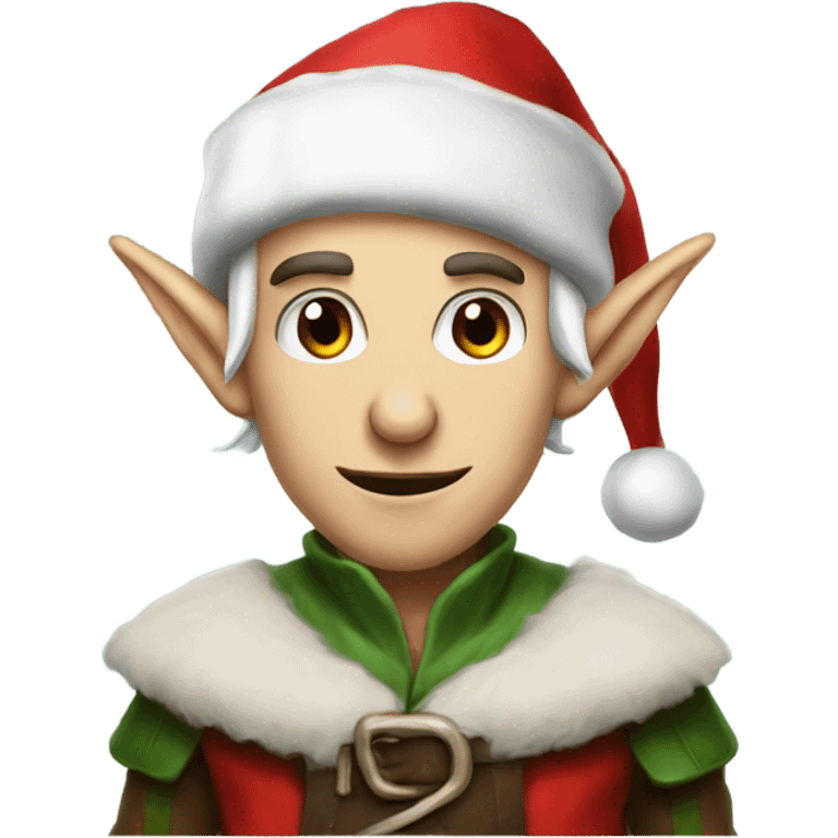 rogue male elf fantasy wearing santa hat emoji